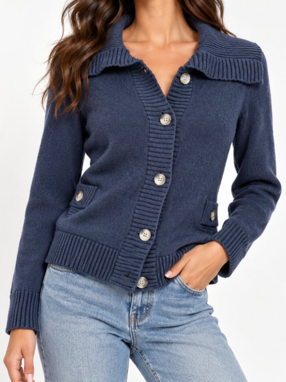 90s PENDLETON Cotton Cardigan Sweater Blue Small VTG